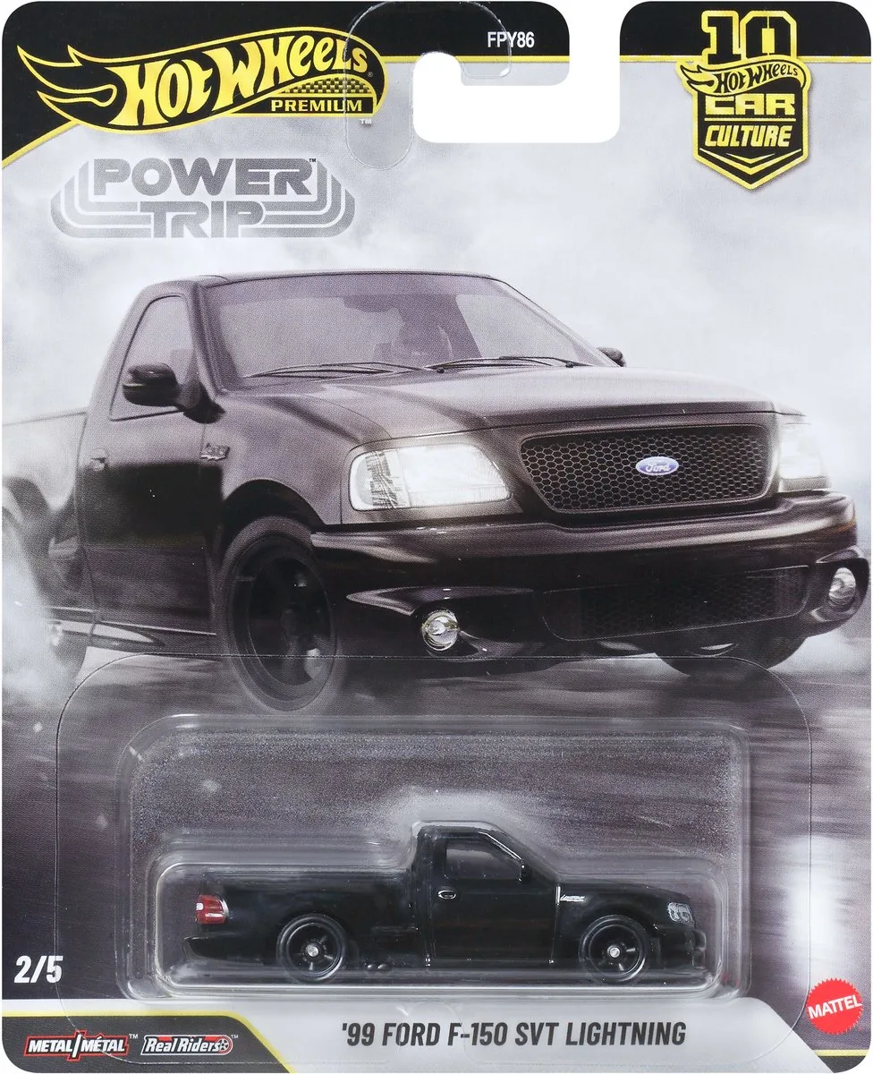 Car Culture Premium '99 Ford F150 SVT Lightning, metalen Power Trip Truck, schaal 1:64 fra Hot Wheels i Flerfarvet – produktbillede