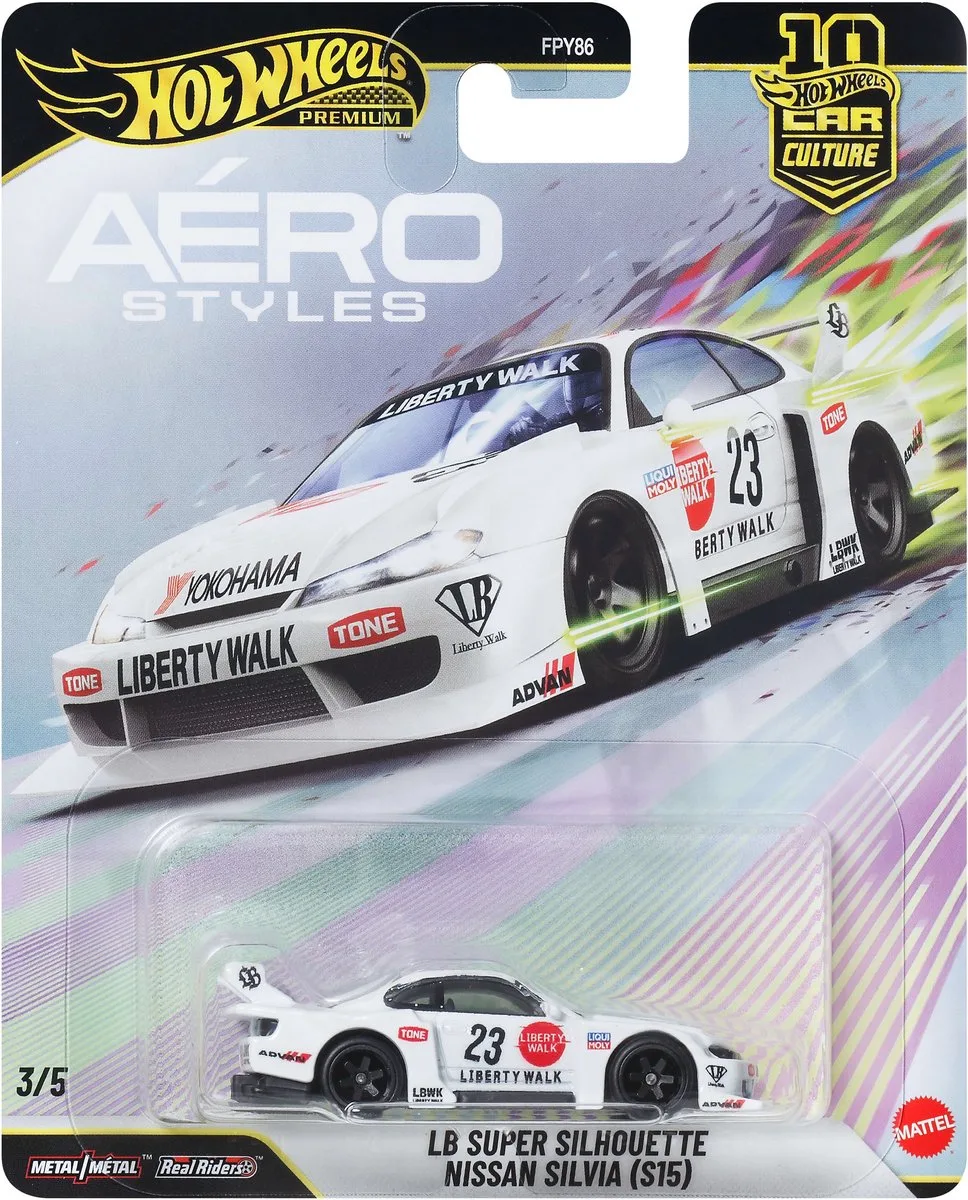 Car Culture Premium, Metalen Speelgoed LB-Super Silhouette Nissan Silvia (S15), Schaal 1:64 fra Hot Wheels i Flerfarvet – produktbillede