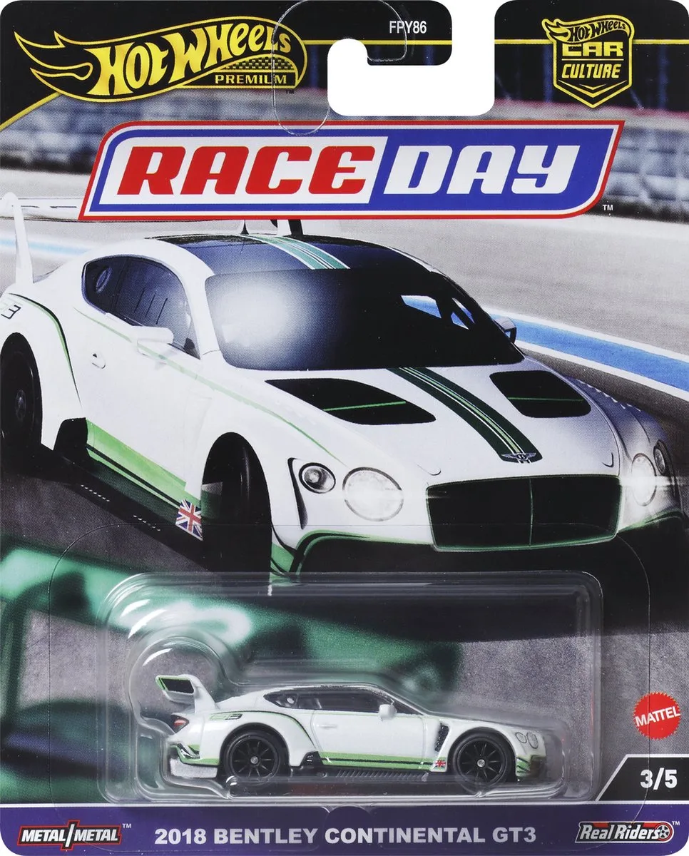 Car Culture Race Day 2018 Bentley Continental GT3 von Hot Wheels in Schwarz, Weiß – Produktfoto