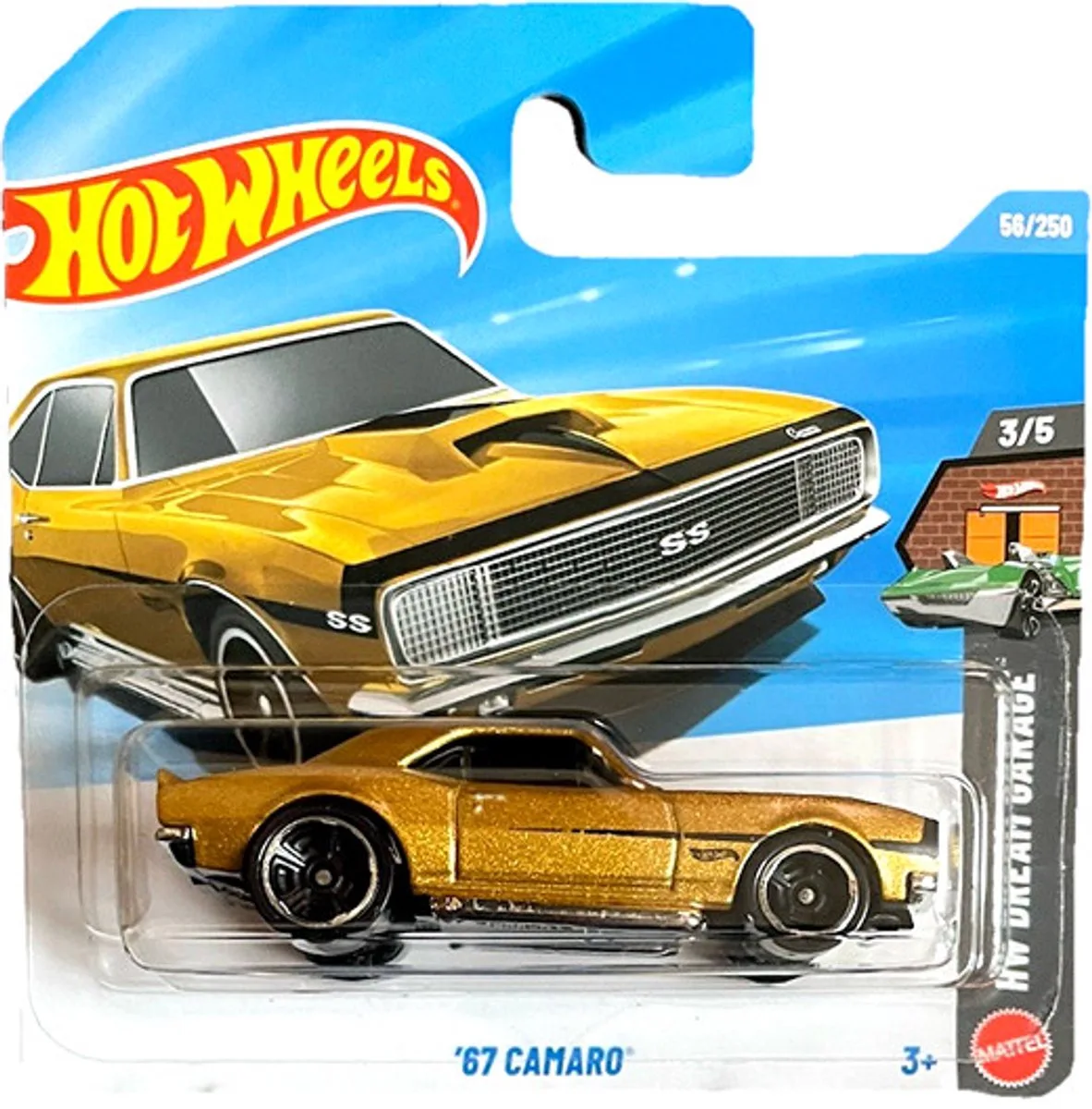 CHEVROLET '67 CAMARO 56/250 HW DREAM GARAGE 3/5 SHORT CARD 2026 by Hot Wheels in Gold – product photo