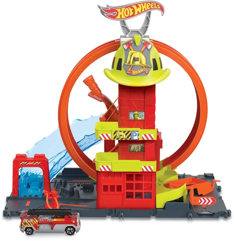 City Super Fire Station - Speelfigurenset von Hot Wheels in Mehrfarbig – Produktfoto 1 von 6
