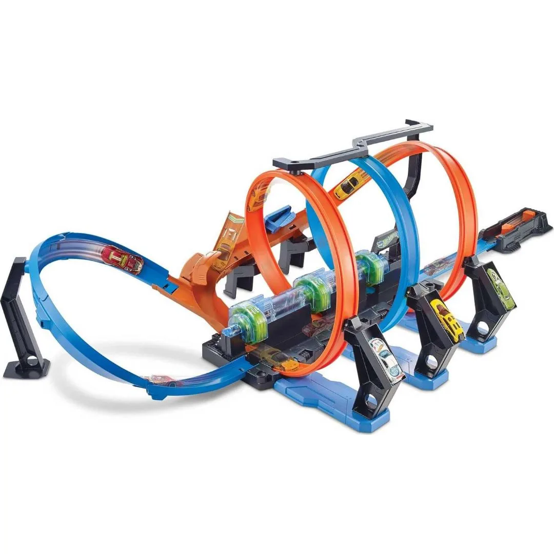 Corkscrew Crash bane Aktion racer bilbaner til børn FTB65 från Hot Wheels – produktbild