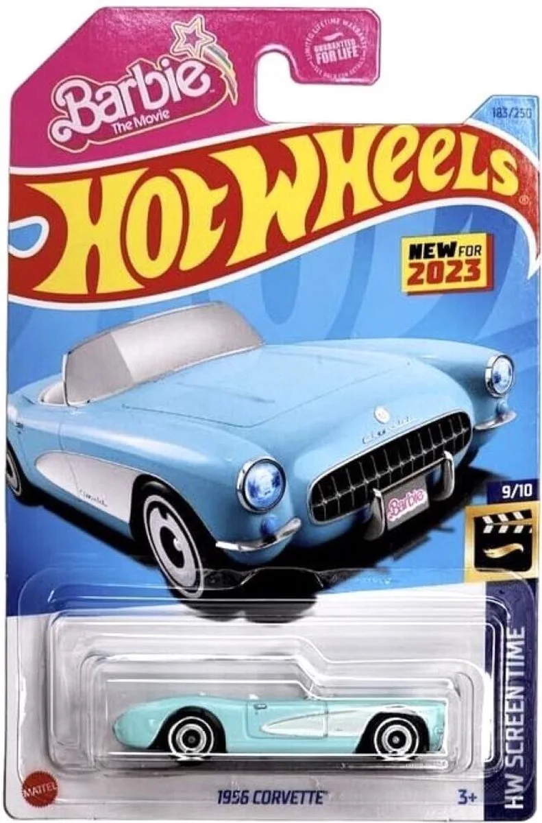 CORVETTE 1956 183/250 1:64 SCREEN TIME 9/10 de Hot Wheels en Turqoise, Blanc – photo du produit