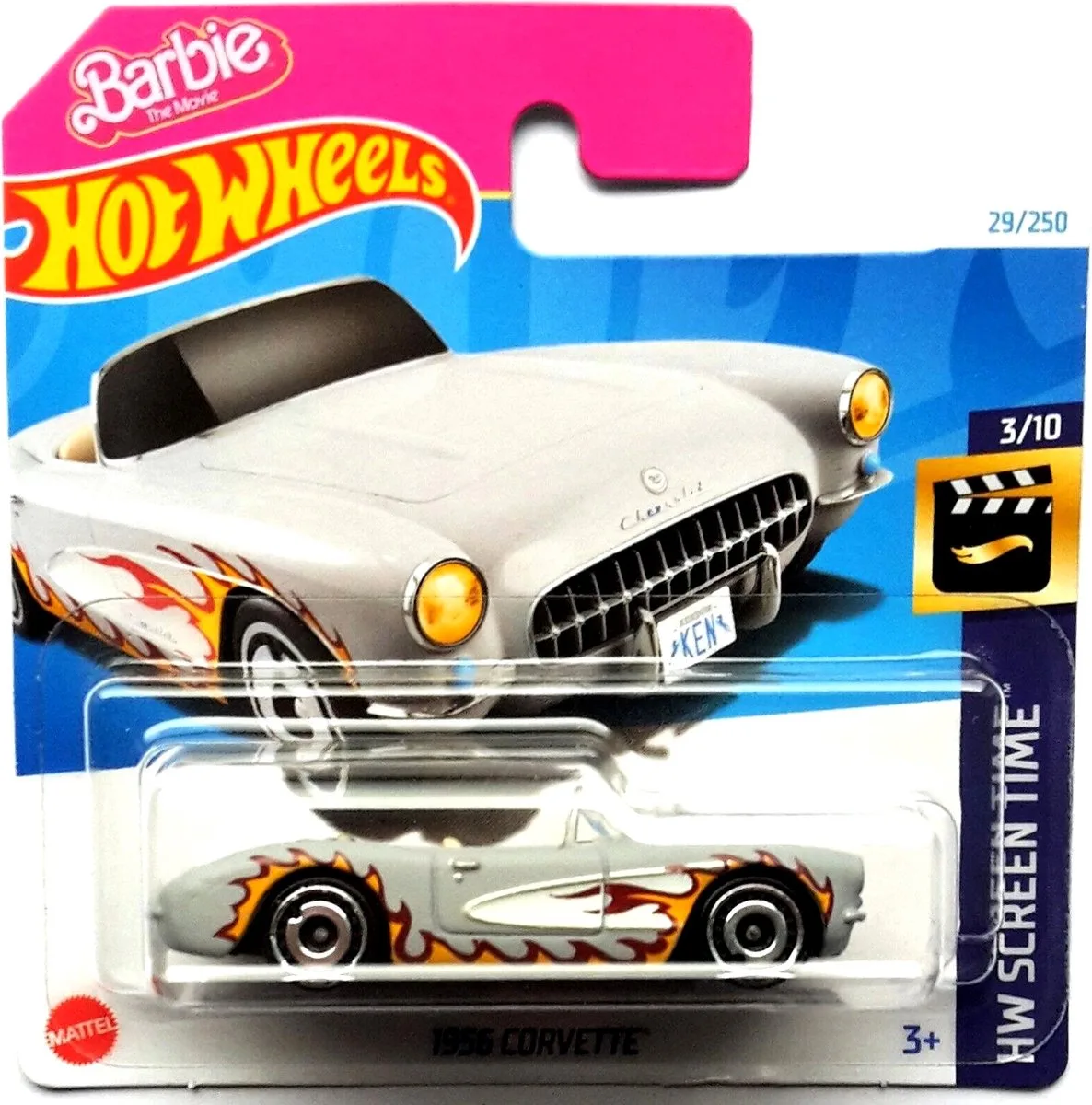 CORVETTE 1956 BARBIE FLAME/GREY 29/250 1:64 SCREEN TIME 3/10 de Hot Wheels en Gris, Flame – photo du produit