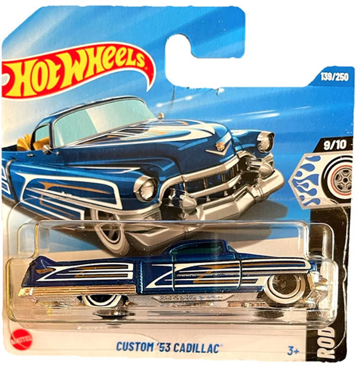 CUSTOM '53 CADILLAC CHEVY 139/250 1:64 HW ROD SQUAD 9/10 von Hot Wheels in Metalic blue – Produktfoto