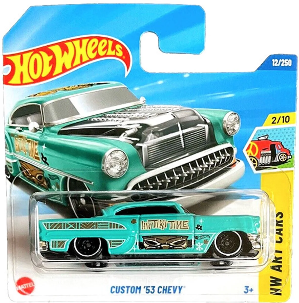 CUSTOM '53 CHEVY TIKI TIME GREEN 12/250 1:64 HW ART CARS 2/10 by Hot Wheels in Green art – product photo