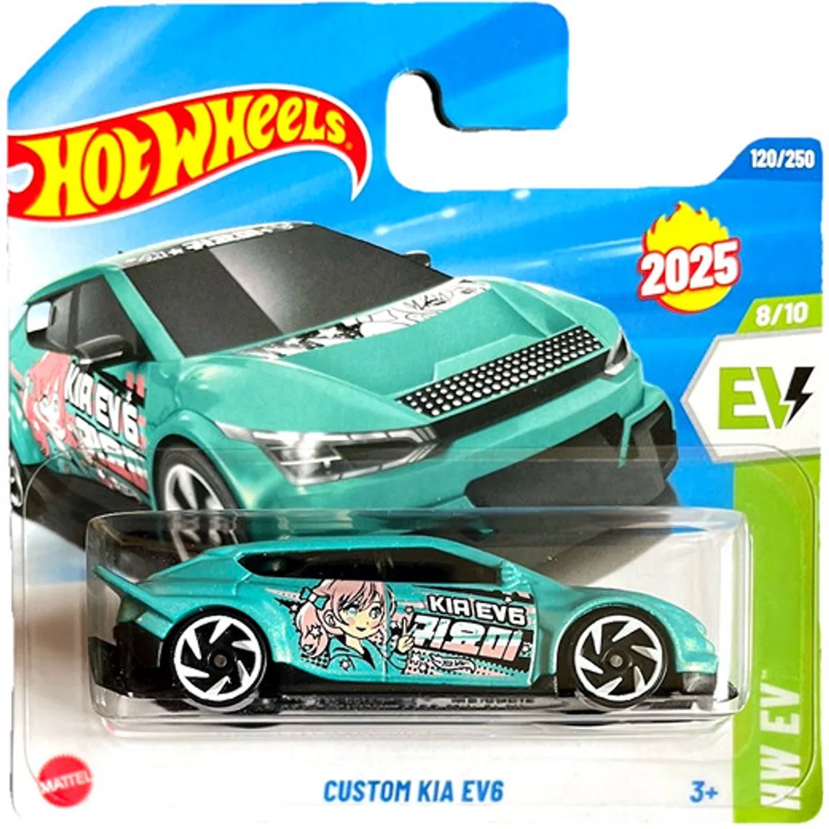 CUSTOM KIA EV6 120/250 HW EV 8/10 SHORT CARD 2026 by Hot Wheels in Turquoise – product photo