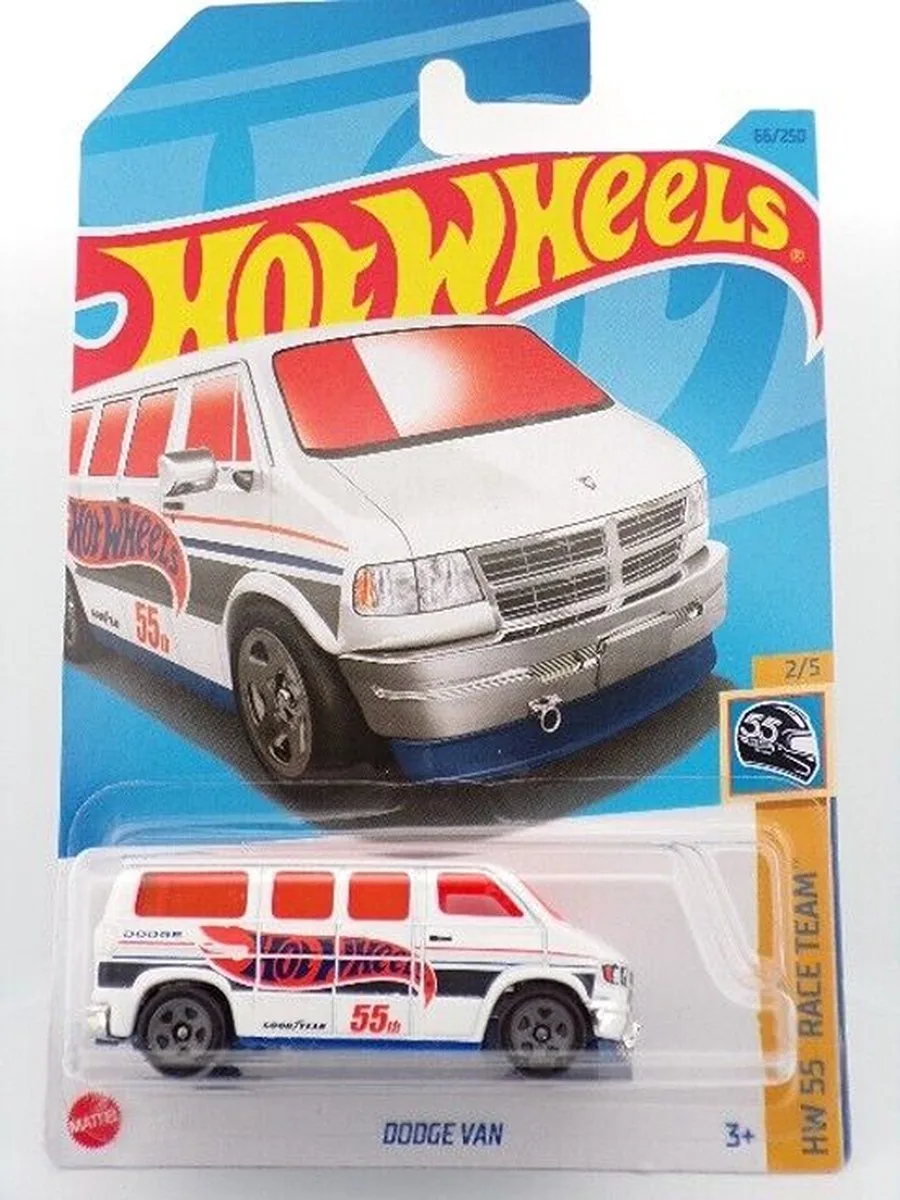 DODGE VAN 55th 66/250 (1:64) HW 55 RACE TEAM 2/5 van Hot Wheels in Wit – productfoto