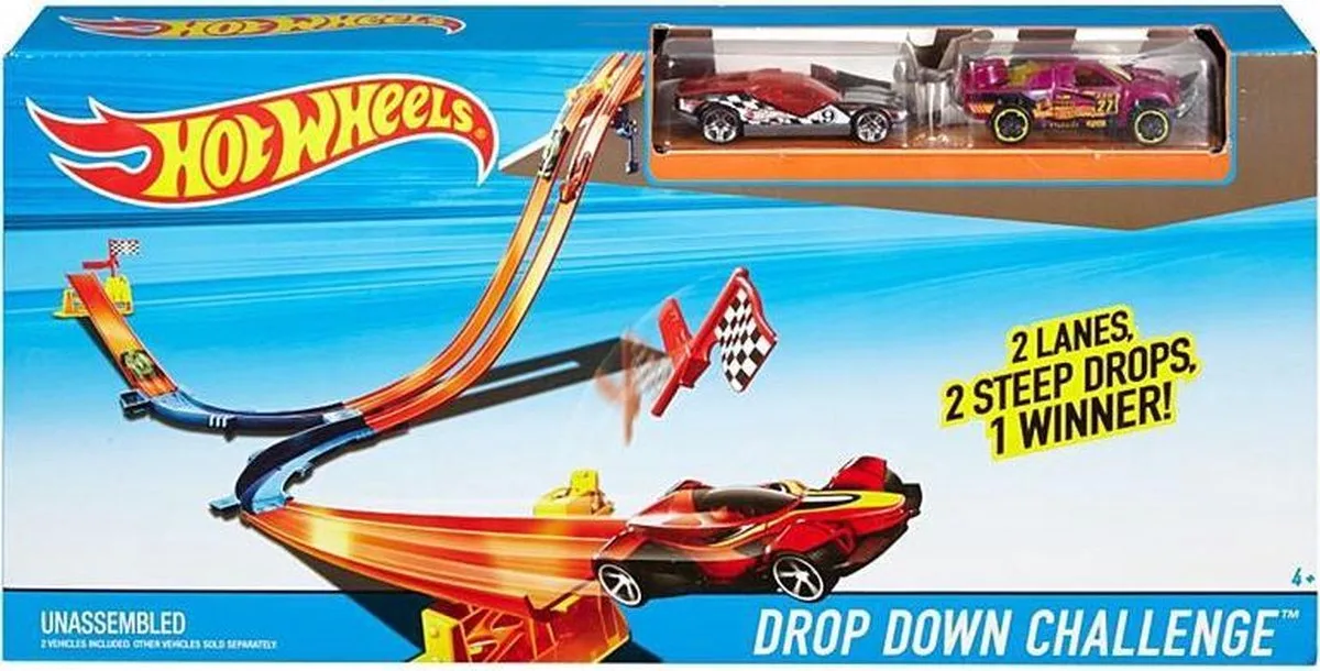 Drop Down Challenge - inclusief 2 auto's de Hot Wheels en Bleu – photo du produit