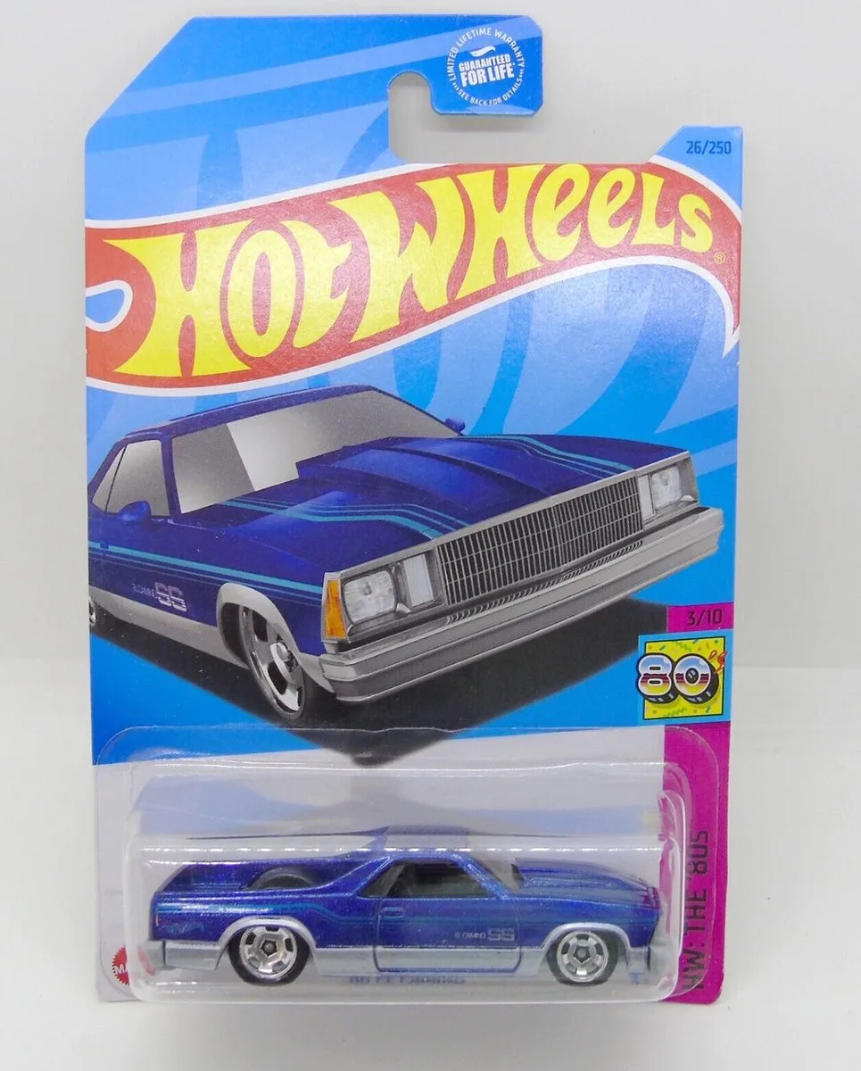 El CAMINO 26/250 BLUE 1:64 HW THE '80s 3/10 von Hot Wheels in Blau – Produktfoto