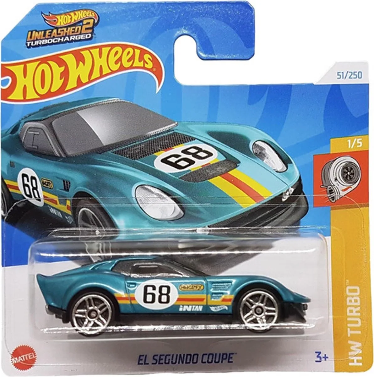 EL SEGUNDO COUPE 51/250 HW TURBO 1/5 SHORT CARD (1:64) von Hot Wheels in Metalic turquoise – Produktfoto