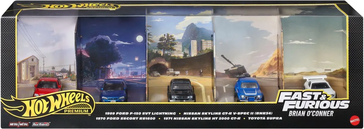 Fast %26 Furious Premium bundel van 5 metalen speelgoedauto's op een schaal van 1:64 van Hot Wheels in Meerkleurig – productfoto