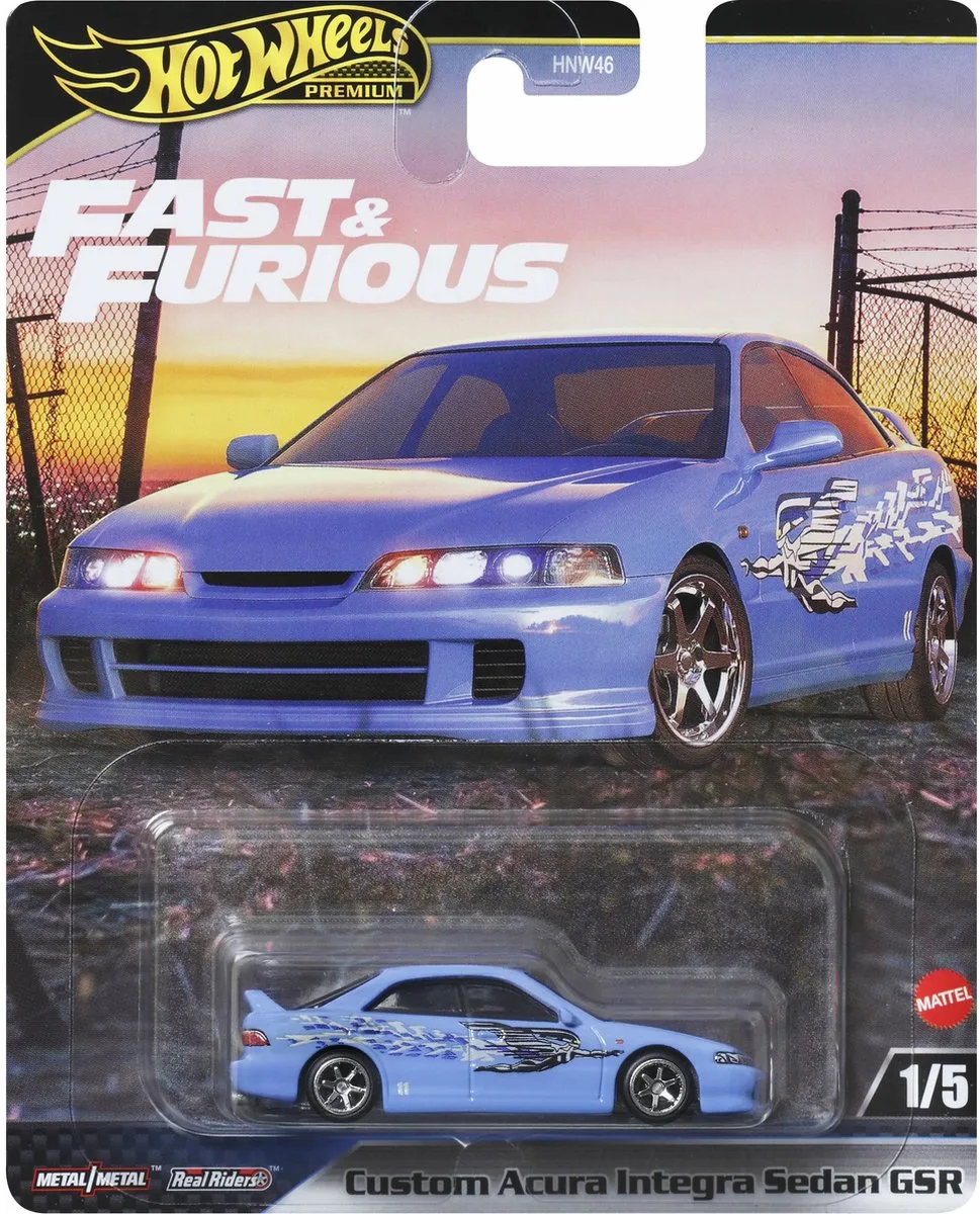 Fast and Furious Custom Acura Integra Sedan GSR van Hot Wheels in Blauw – productfoto