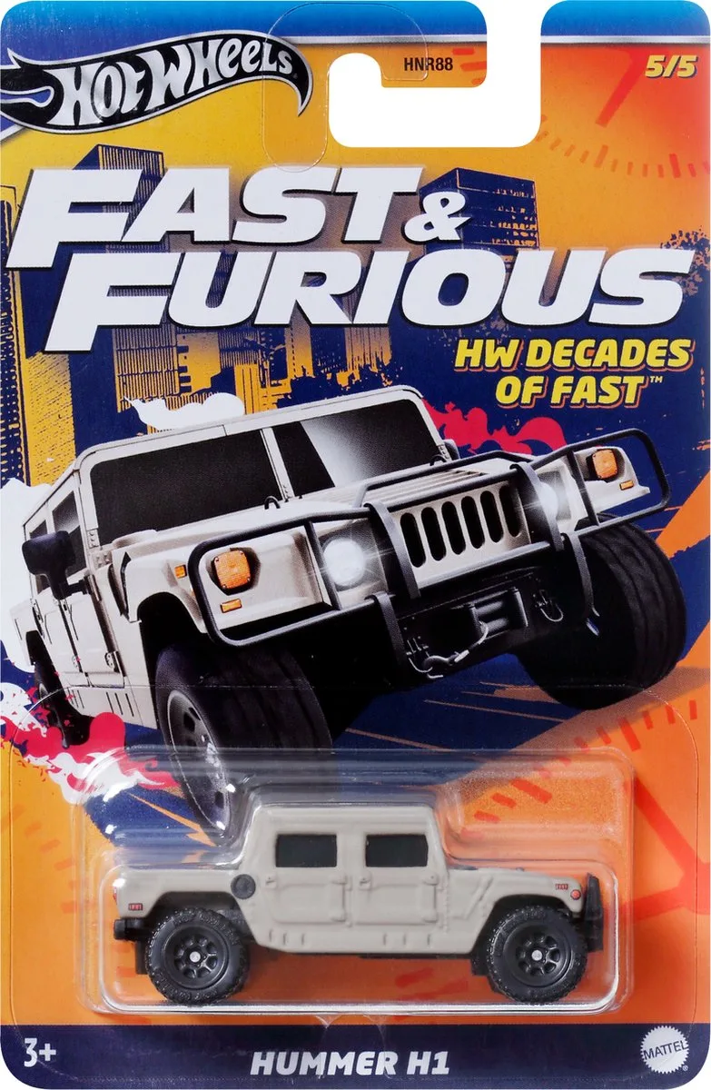 Fast & Furious HRW45 Hunner H1 Fast and Furious speelgoedvoertuig by Hot Wheels in Black, Light grey – product photo