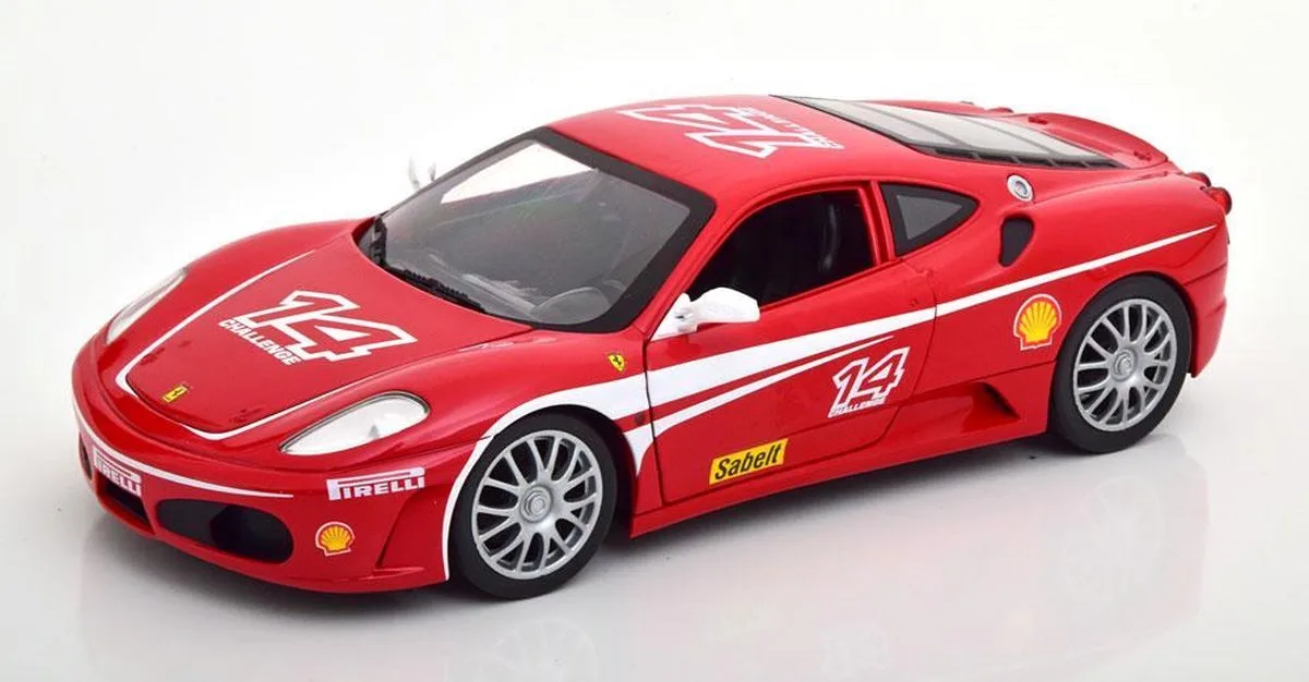 Ferrari F430 Challenge #14 - 1:18 van Hot Wheels in Rood, Wit – productfoto