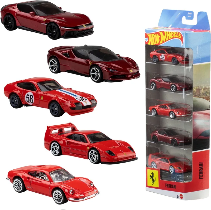 Ferrari - set van 5 metalen Ferrari speelgoedauto's by Hot Wheels in Ferrari 5-Pack – product photo