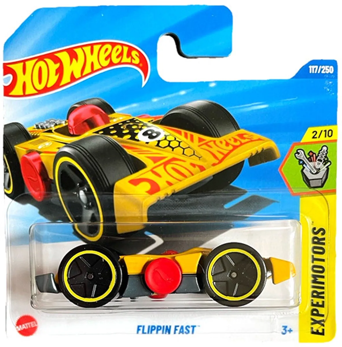 FLIPPIN FAST 117/250 1:64 HW EXPERIMOTORS 2/10 (2025) SHORT CARD van Hot Wheels in Yellow silver – productfoto