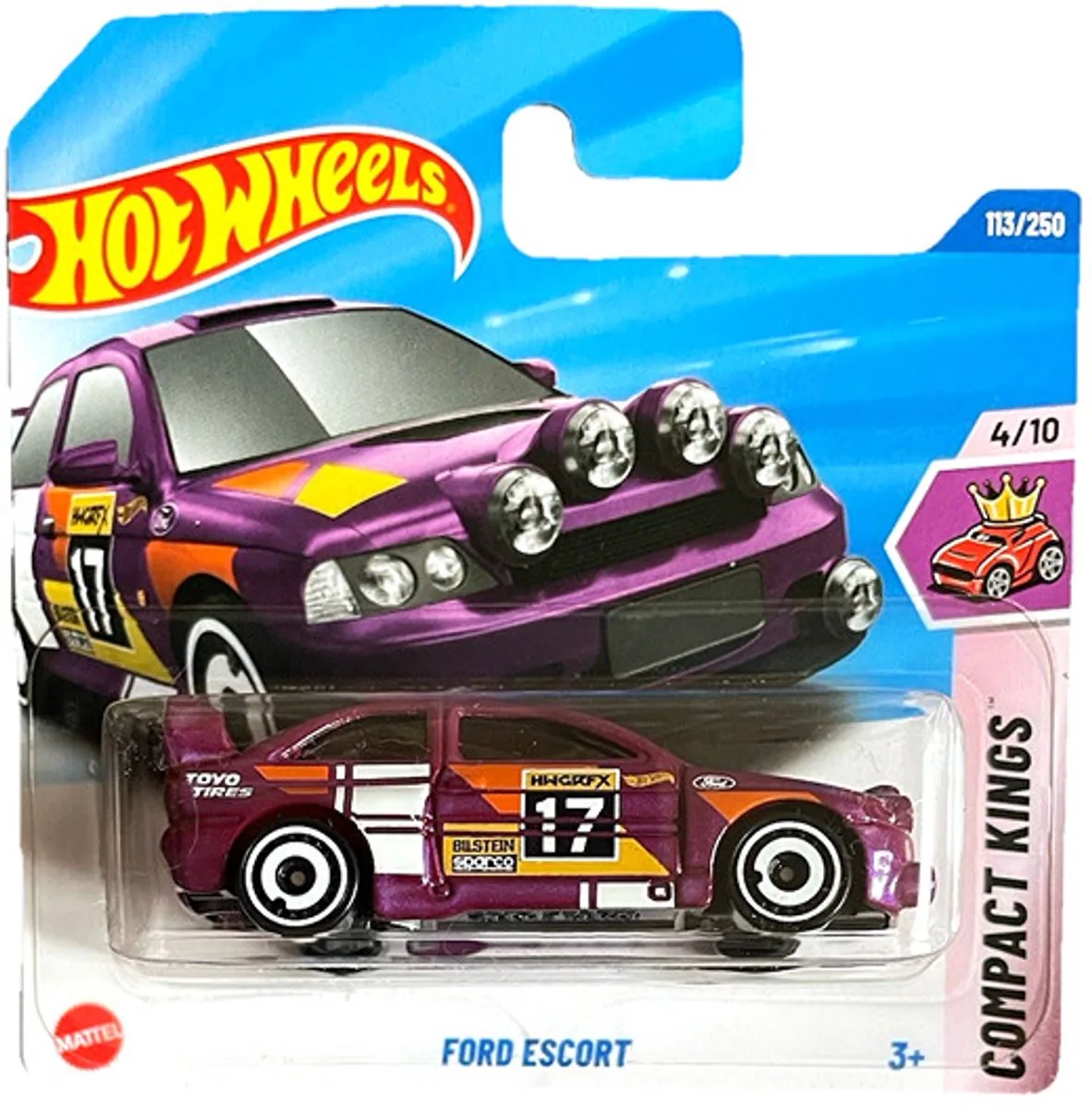 FORD ESCORT MK5 17 BILSTEIN 1:64 113/250 HW COMPACT KINGS 4/10 SHORT CARD 2025 de Hot Wheels en Purper 17 – photo du produit
