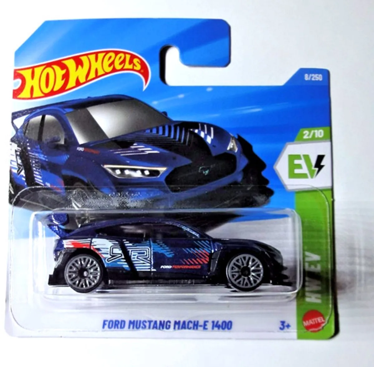 FORD MUSTANG MACH-E 1400 BLUE 8/250 HW EV 2/10 SHORT CARD 2026 van Hot Wheels in E-blue – productfoto