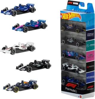 Formula 1 - set van 5 metalen F1 speelgoedauto's van Hot Wheels in 5 Auto's F1 2025 – productfoto 1 van 4