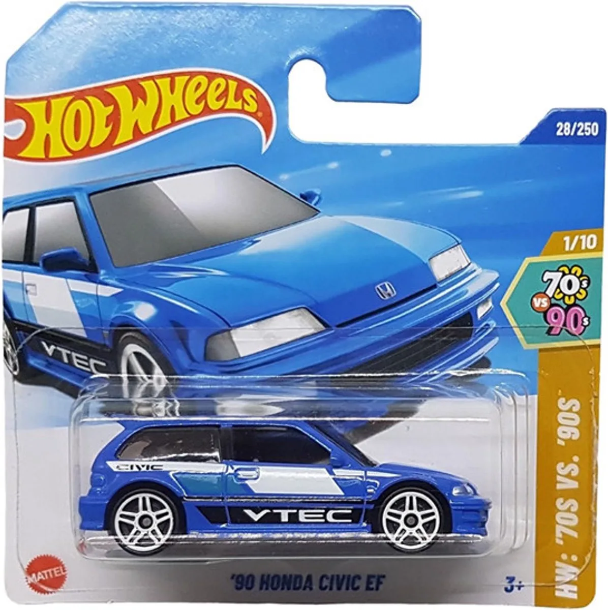 HONDA '90 CIVIC EF 28/250 1:64 HW '70S VS '90S van Hot Wheels in Blauw – productfoto