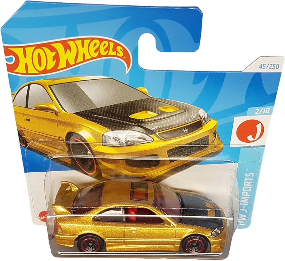 HONDA CIVIC Si GOLD 45/250 (1:64) HWJ-IMPORTS 2 /10 LONG CARD de Hot Wheels en Gold metalic – photo du produit