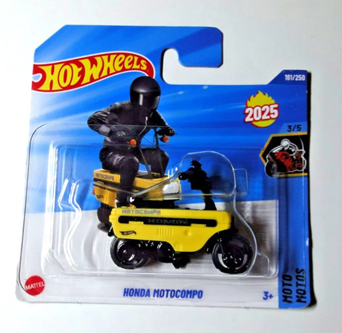 HONDA MOTOCOMPO 181/250 HW MOTO MOTOS 3/5 SHORT CARD 2025 de Hot Wheels en Black yellow – photo du produit