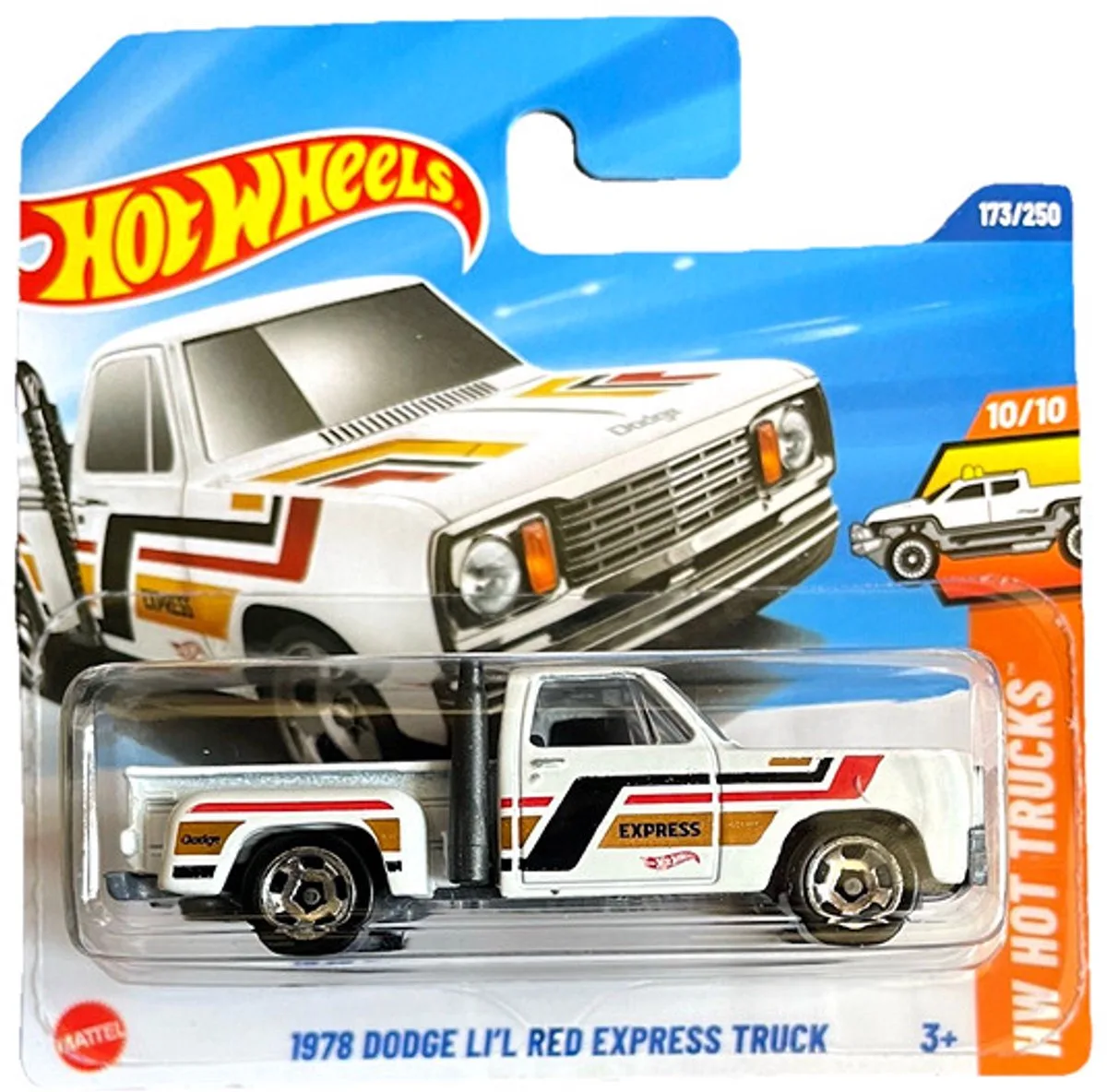 HOT WHEELS 1978 DODGE LI'L RED EXPRESS TRUCK PICKUP 1:64 123/250 HW HOT TRUCKS 10/10 SHORT CARD 2025 by Hot Wheels in White gold – product photo