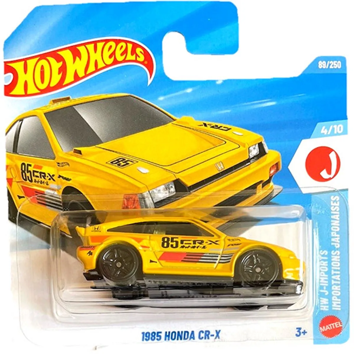 HOT WHEELS 1985 HONDA CR-X 89/250 HW J-IMPORTS 4/10 SHORT CARD 1:64 2026 de Hot Wheels en Jaune – photo du produit