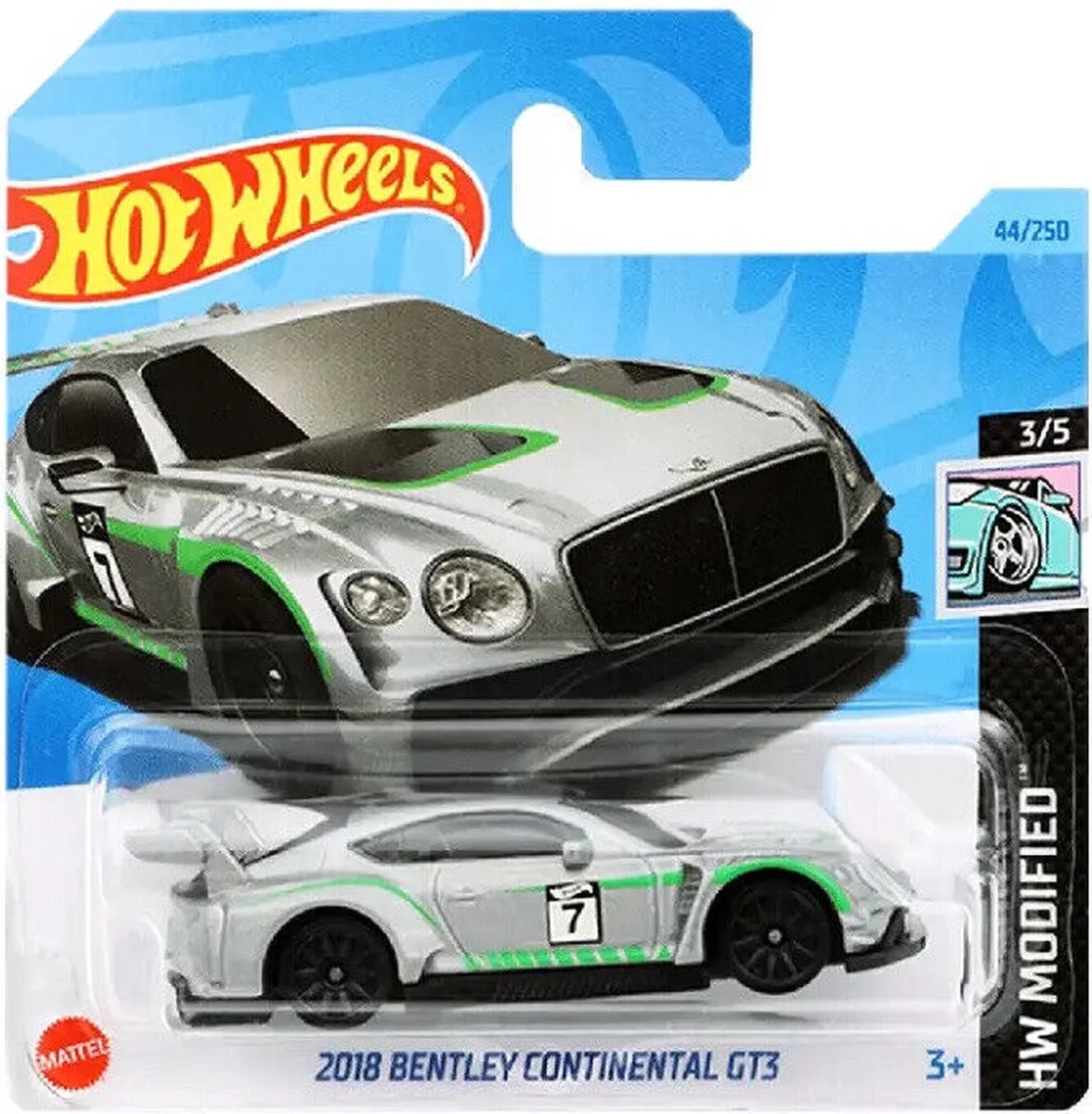 HOT WHEELS 2018 BENTLEY CONTINENTAL 7 GT3 44/250 1:64 HW MODIFIED 3/5 van Hot Wheels in Zilver – productfoto