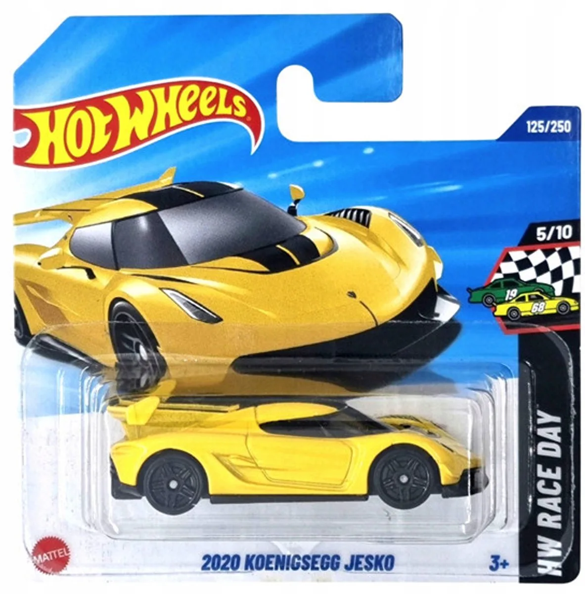 HOT WHEELS 2020 KOENIGSEGG JECO YELLOW125/250 GREEN 1:64 HW RACING DAY 5/10 SHORT CARD de Hot Wheels en Jaune – photo du produit