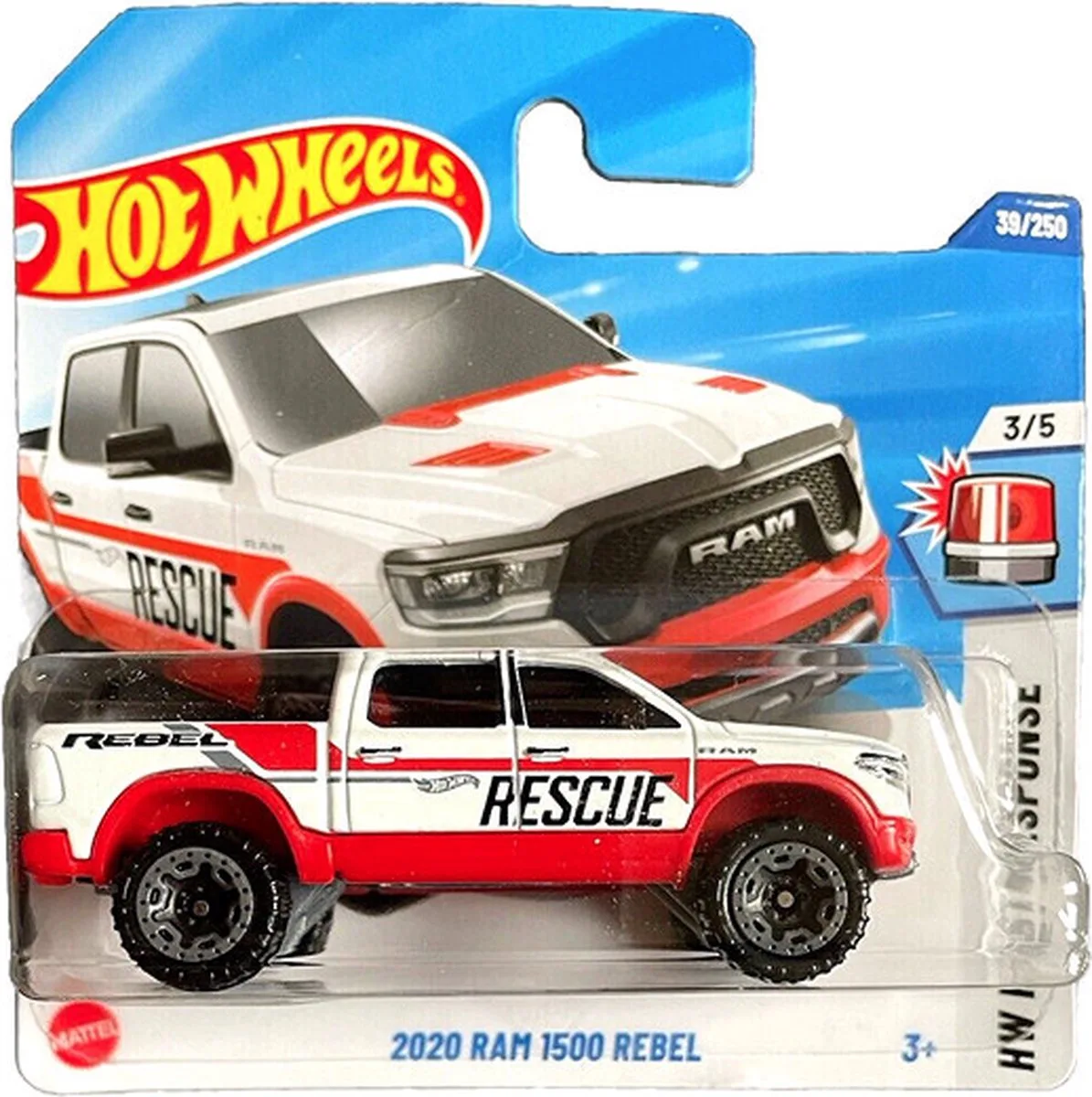 HOT WHEELS 2020 RAM 1500 REBEL RESCUE RED/WHITE 39/250 HW FIRST RESPONSE 3/5 1:64 de Hot Wheels en Red white rescue – photo du produit