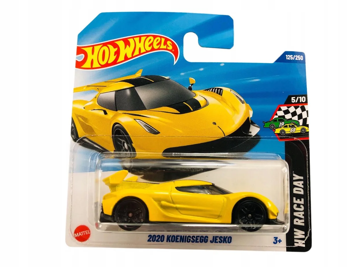 Hot Wheels 2025 Koenigsegg Jesko HYY66 1:64 racedag verzamelobject von Hot Wheels in Gelb – Produktfoto