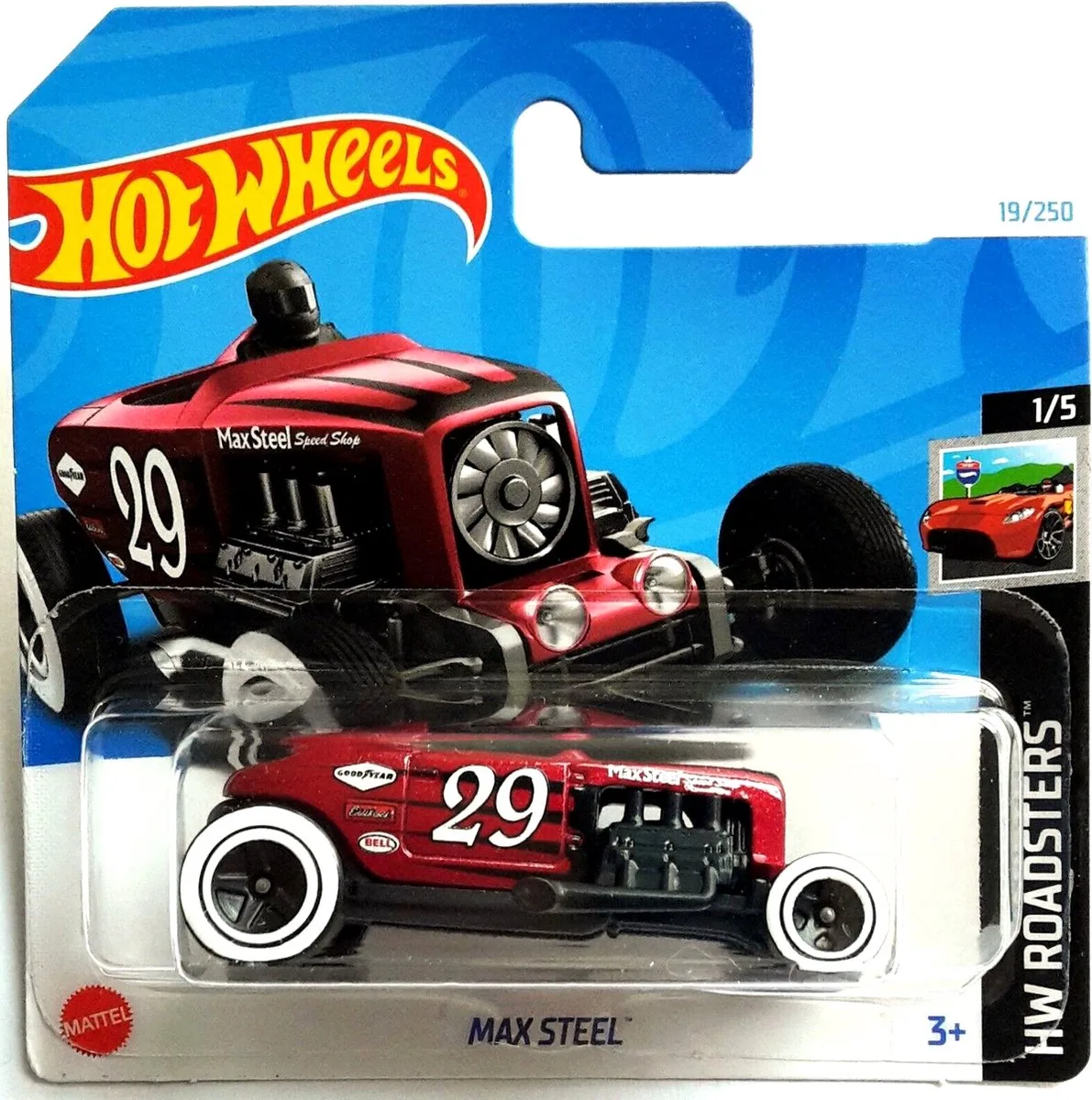 HOT WHEELS 29 MAX STEEL 19/250 (1:64) HW ROADSTERS 1/5 van Hot Wheels in Rood – productfoto