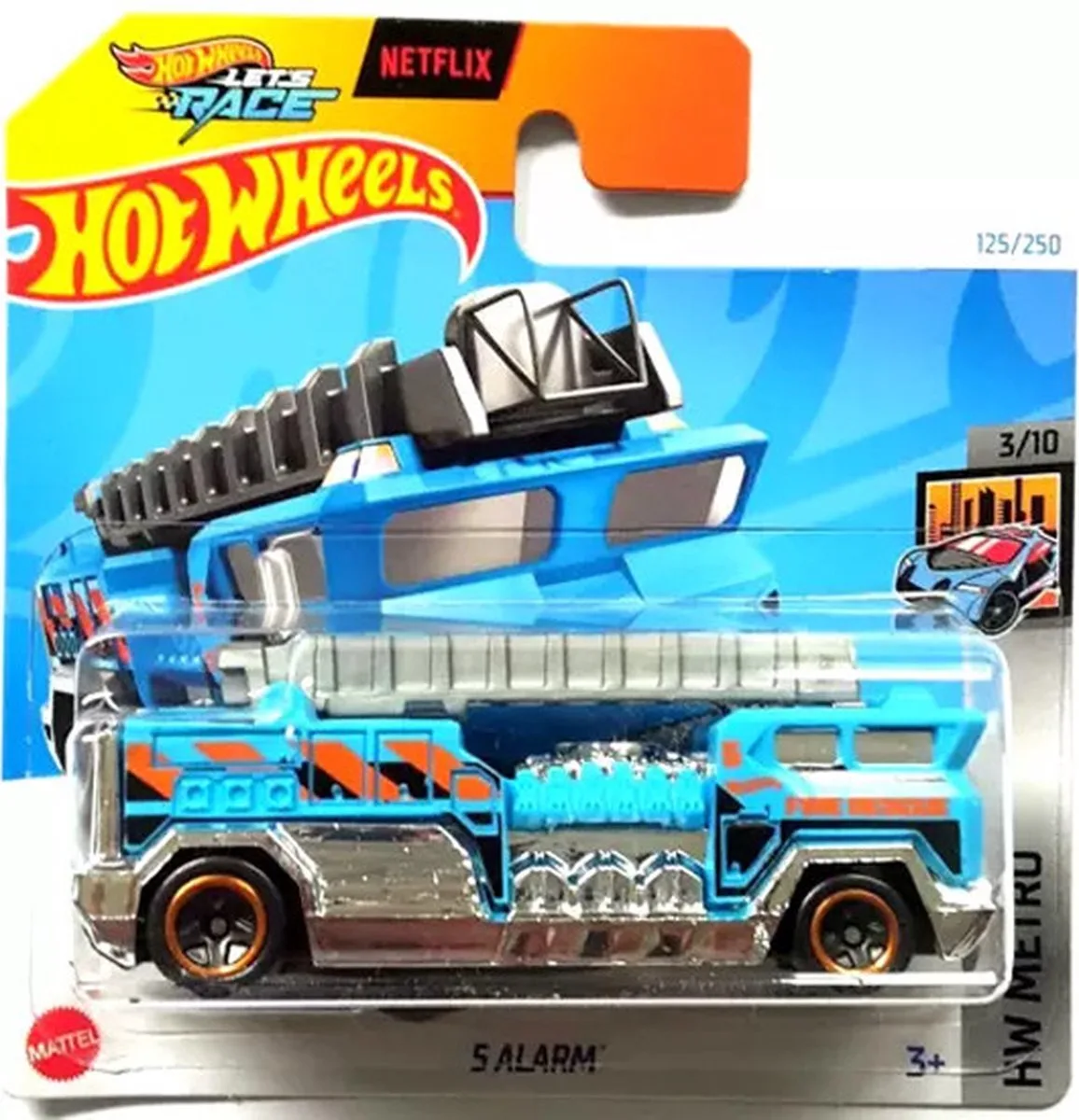 HOT WHEELS 5 ALARM 125/250 1:64 HW METRO 3/10 SHORT CARD de Hot Wheels en Bleu, Chrome – photo du produit