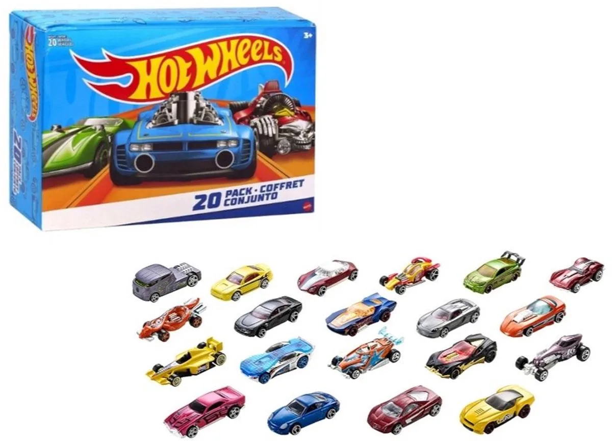 Hot Wheels-set: 20 metalen auto's, cadeauspeelgoed van Hot Wheels – productfoto