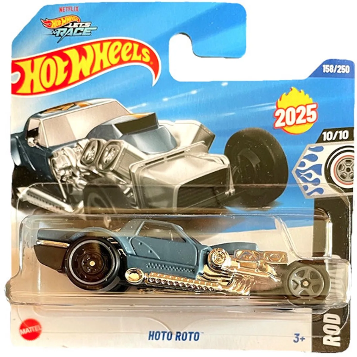 HOTO ROTO BLUE 2025 158/250 HW ROD SQUAD 10/10 1:64 by Hot Wheels in Bleu matt – product photo
