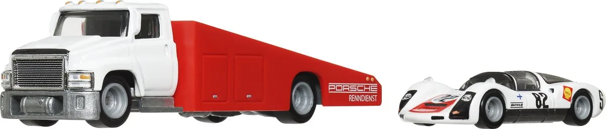 HRV47 Carry On Truck & 1966 Porsche 906 Carrera 6 nr 66 Rood, Wit van Hot Wheels in Rood, Wit – productfoto