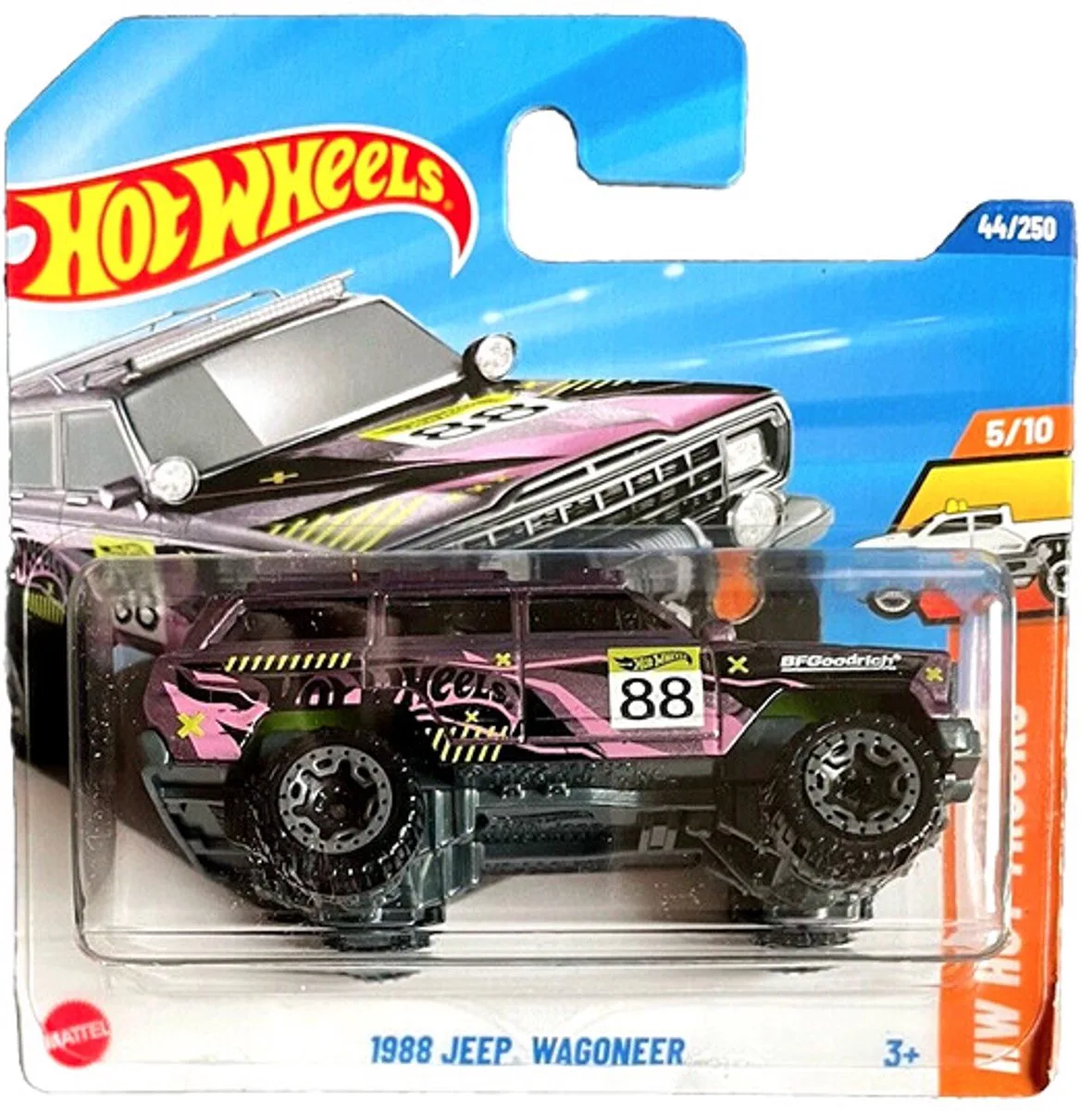 JEEP WAGONEER 1988 44/250 1:64 HW HOT TRUCKS 5/10 fra Hot Wheels i Purper – produktbillede