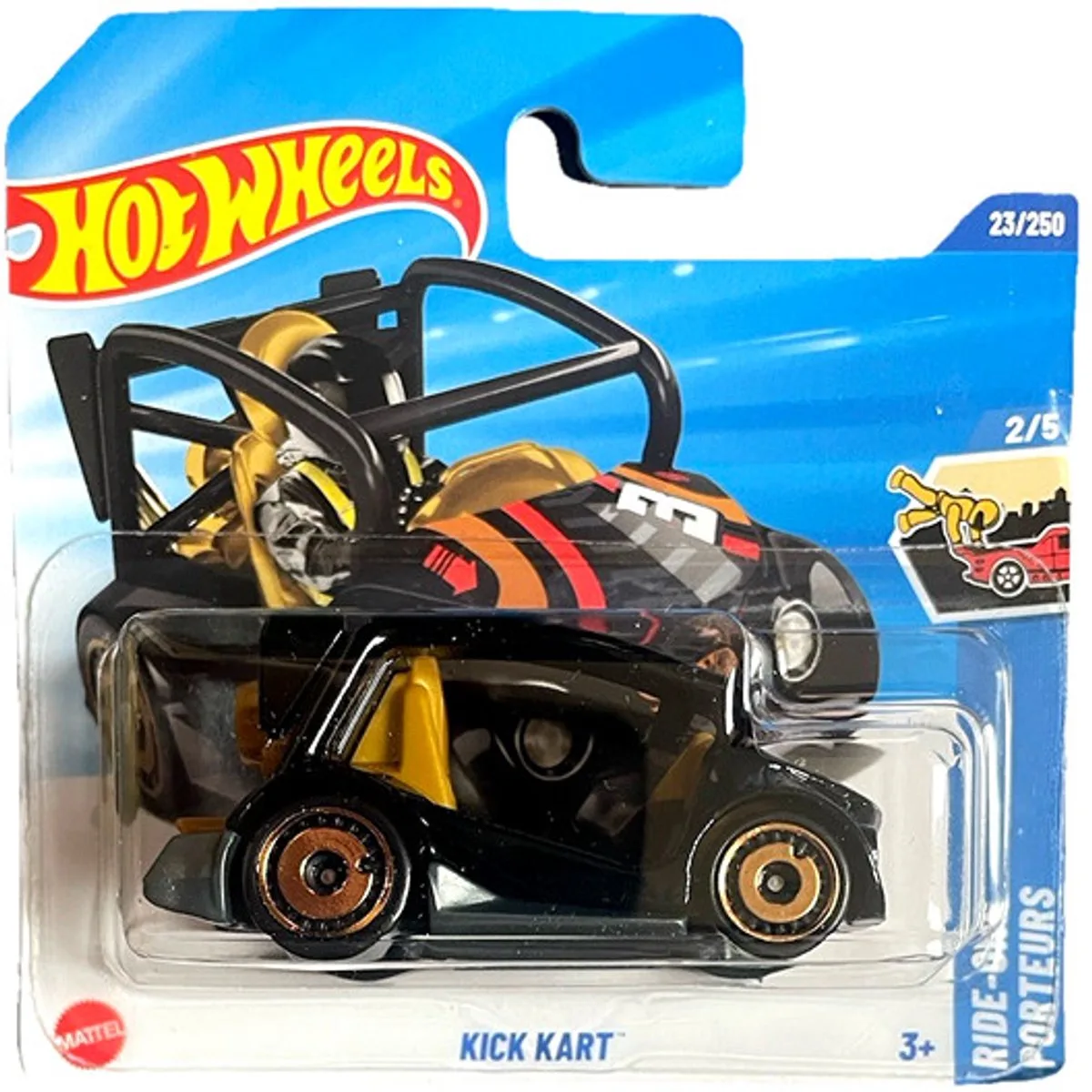 KICK KART BLACK GOLD 23/250 HW RIDE ONS PORTEURS 2/5 1:64 SHORT CARD van Hot Wheels in Black gold 3 – productfoto