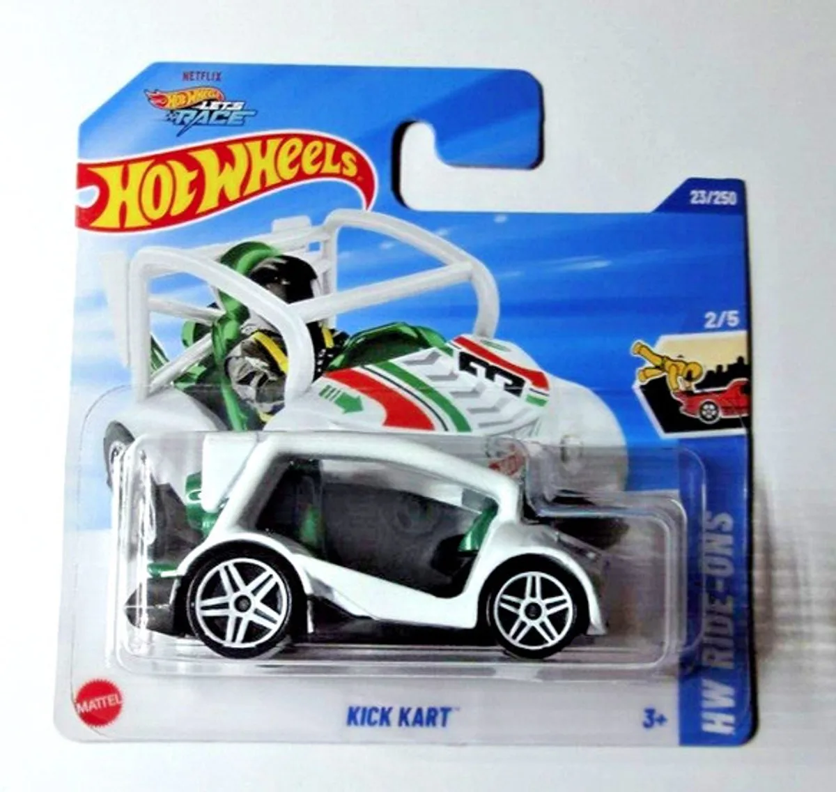 KICK KART WHITE 23/250 (1:64) HW RIDE ONS 2/5 NETFLIX LET'S RACE SHORT CARD van Hot Wheels in White italy flag – productfoto