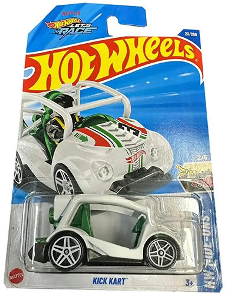 KICK KART WHITE 23/250 (1:64) HW RIDE ONS NETFLIX RACE 2/5 LONG CARD från Hot Wheels i White italy flag – produktbild