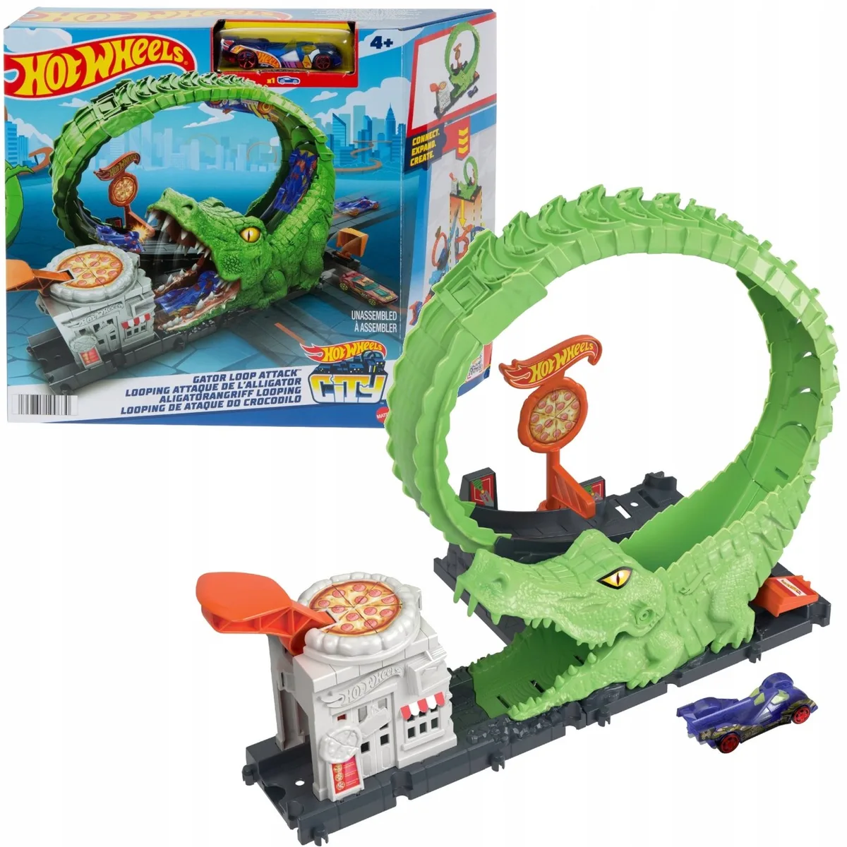 Krokodil in de Aanval Looping - Racebaan de Hot Wheels en Multicolore – photo du produit