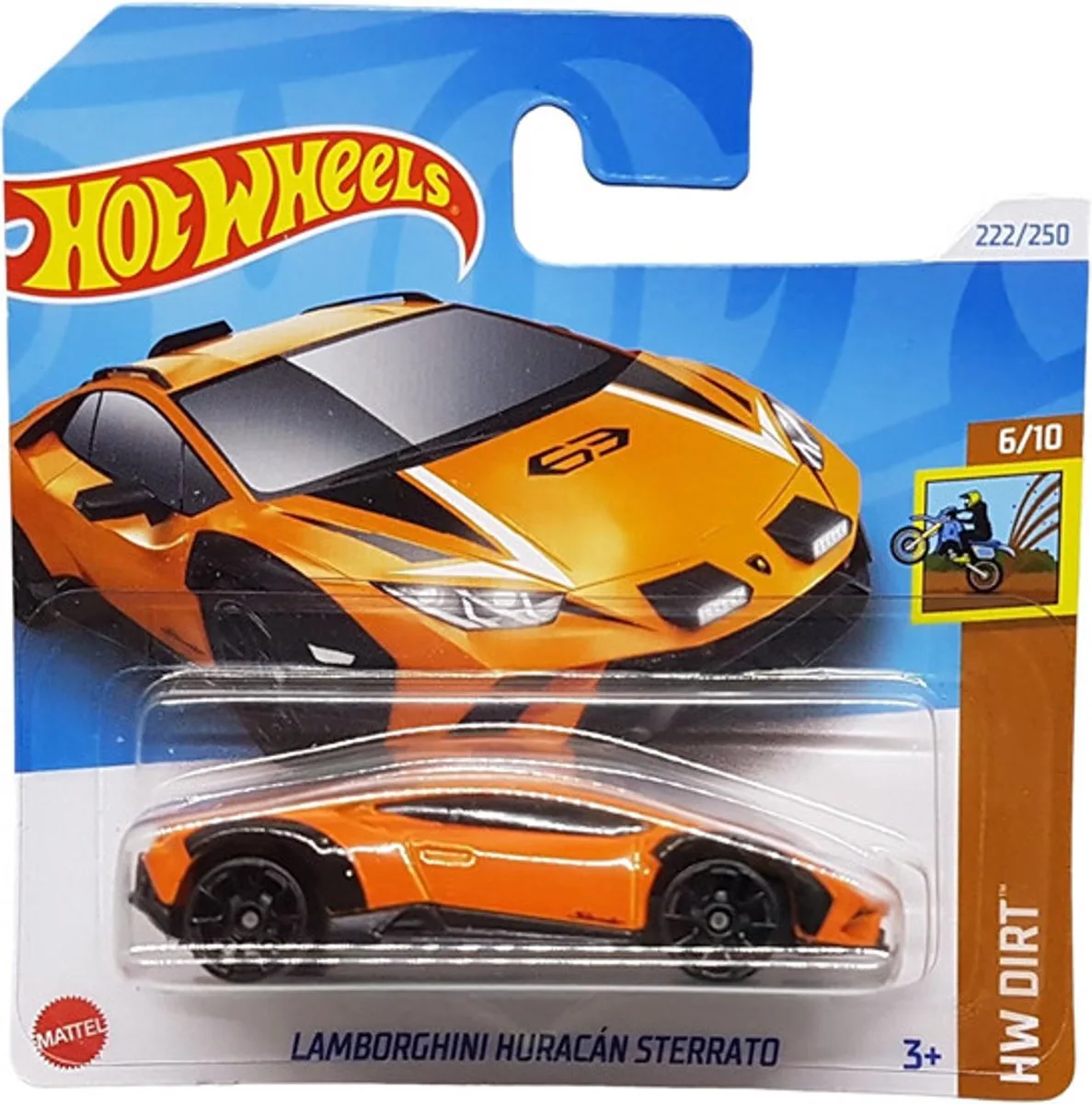 LAMBORGHINI HURACAN STERRATO 222/250 ORANGE1:64 HW DIRT 6/10 SHORT CARD 2024 de Hot Wheels en Orange – photo du produit