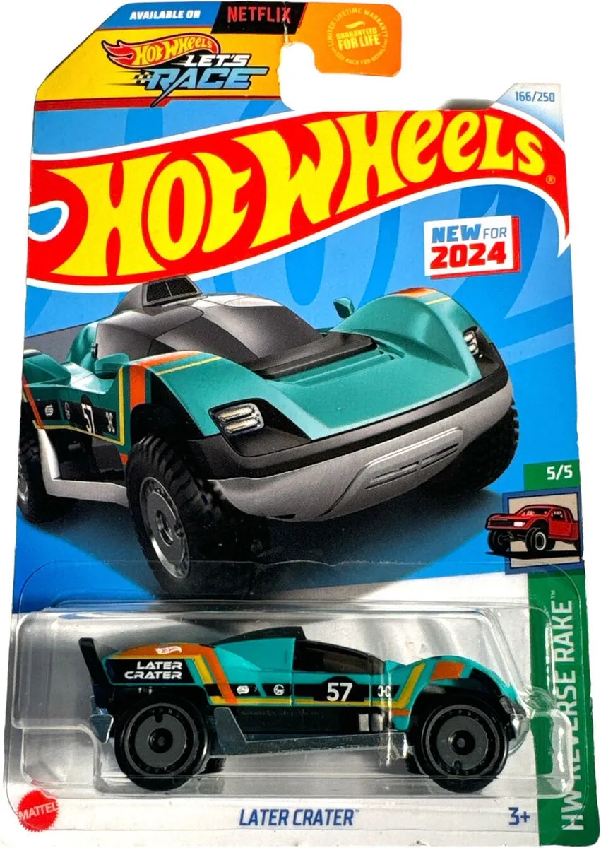 LATER CRATER 166/250 1:64 HW REVERSE RAKE 5/5 van Hot Wheels in Turquoise – productfoto