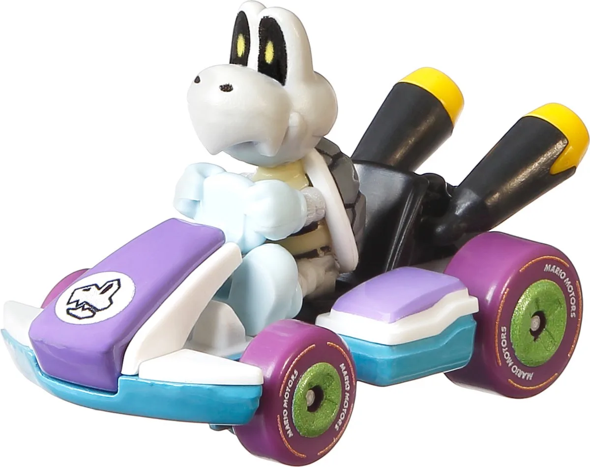 Mario Kart MarioKart Dry Bones Standard Kart - Speelgoedvoertuig von Hot Wheels in Schwarz, Blau, Lila, Weiß – Produktfoto