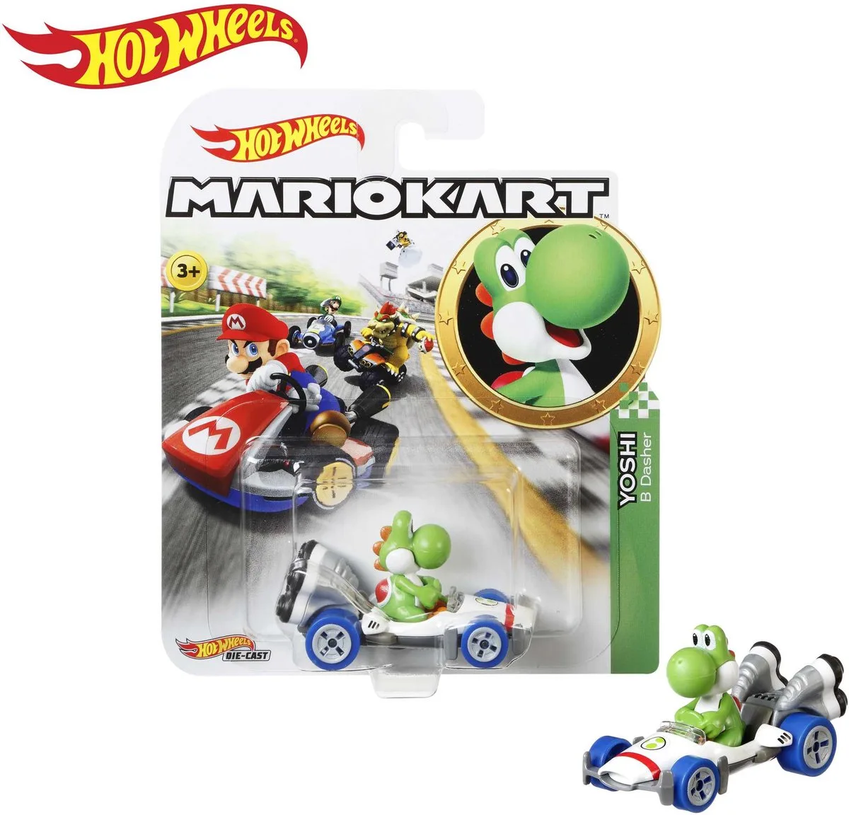 Mario Kart Replica Diecast Yoshi, B-Dasher de Hot Wheels en Multicolore – photo du produit