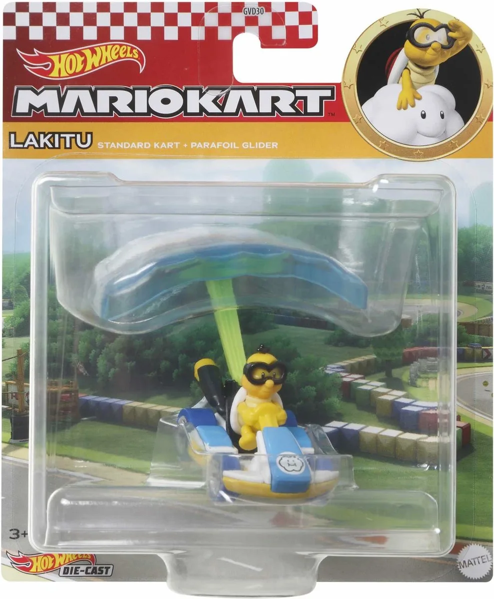 Mariokart - Lakitu - Kart + Glider - 1:64 de Hot Wheels en Multicolore – photo du produit