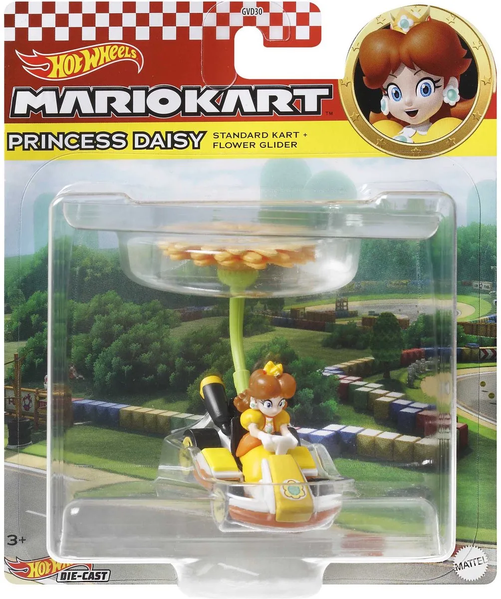 Mariokart - Princess Daisy - Standard Kart + Flower Glider - 1:64 van Hot Wheels in Meerkleurig – productfoto