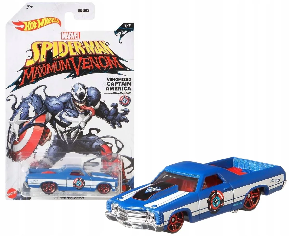 Marvel '71 El Camino - Captain America Venom von Hot Wheels in Weiß – Produktfoto